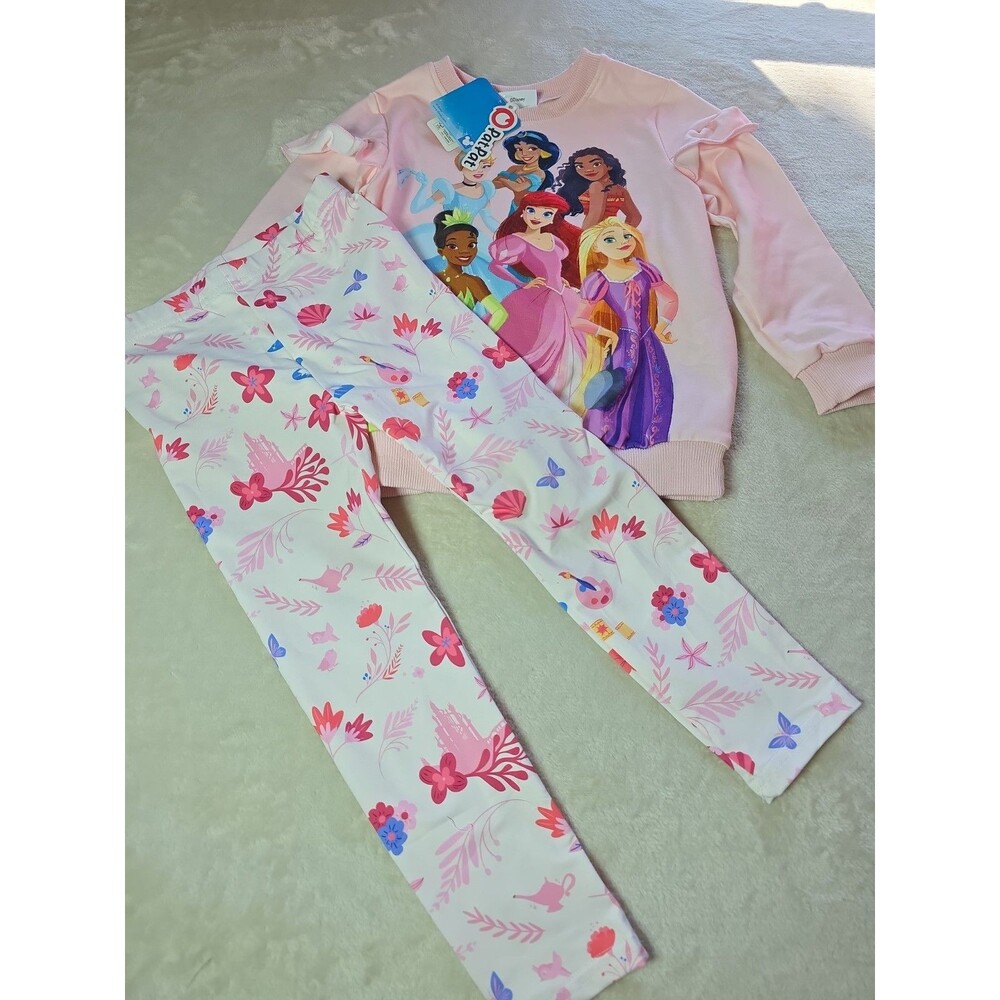 Patpat Two Piece Sweatshirt And Leggings 3-4 Years Disney Princesses Pink Floral